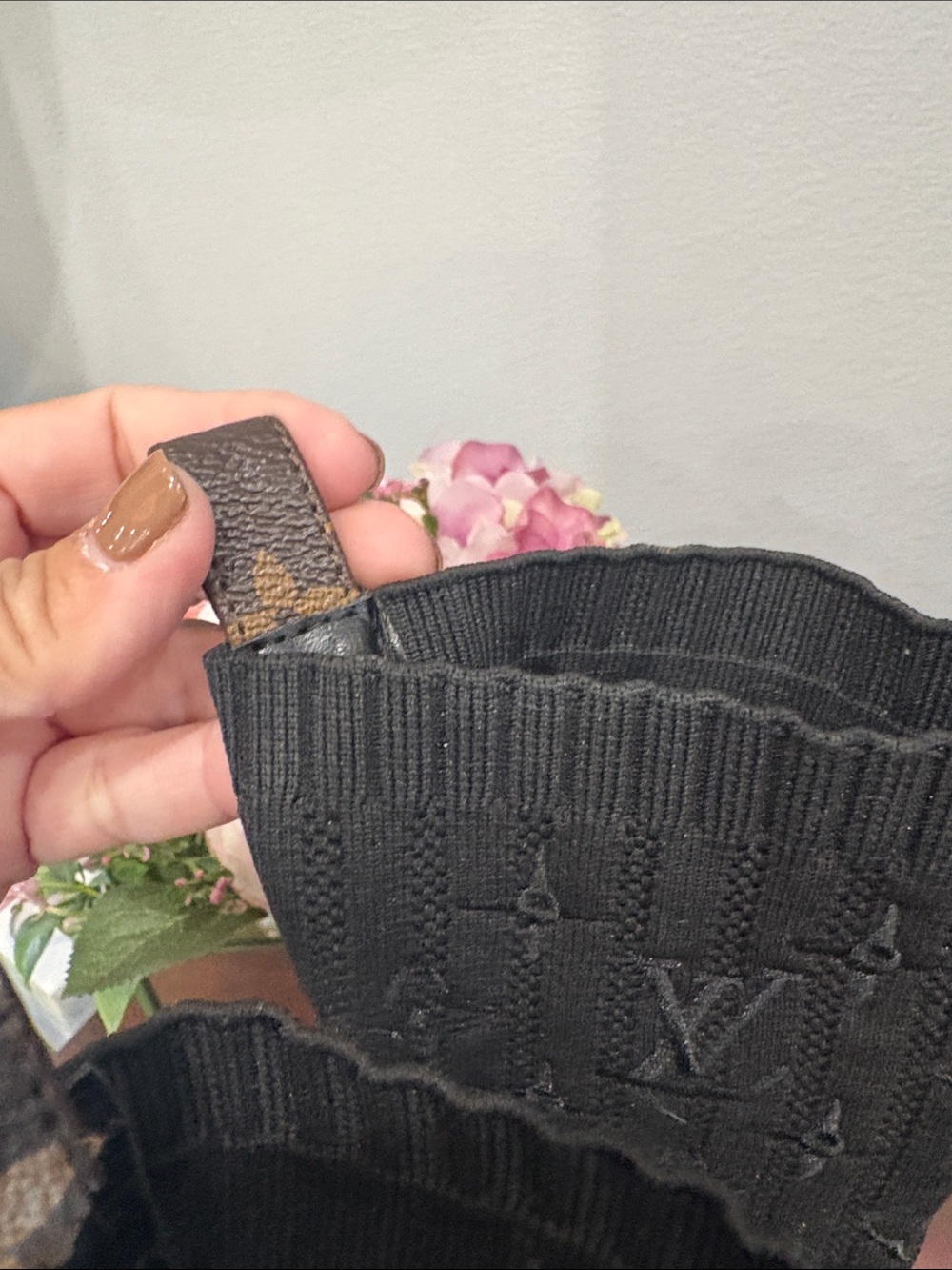 Authentic Louis Vuitton Black Knit Monogram Sock Boots - Picture 5 of 6